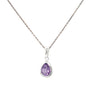 Sterling Silver Pear Shaped Amethyst Colour Pendant