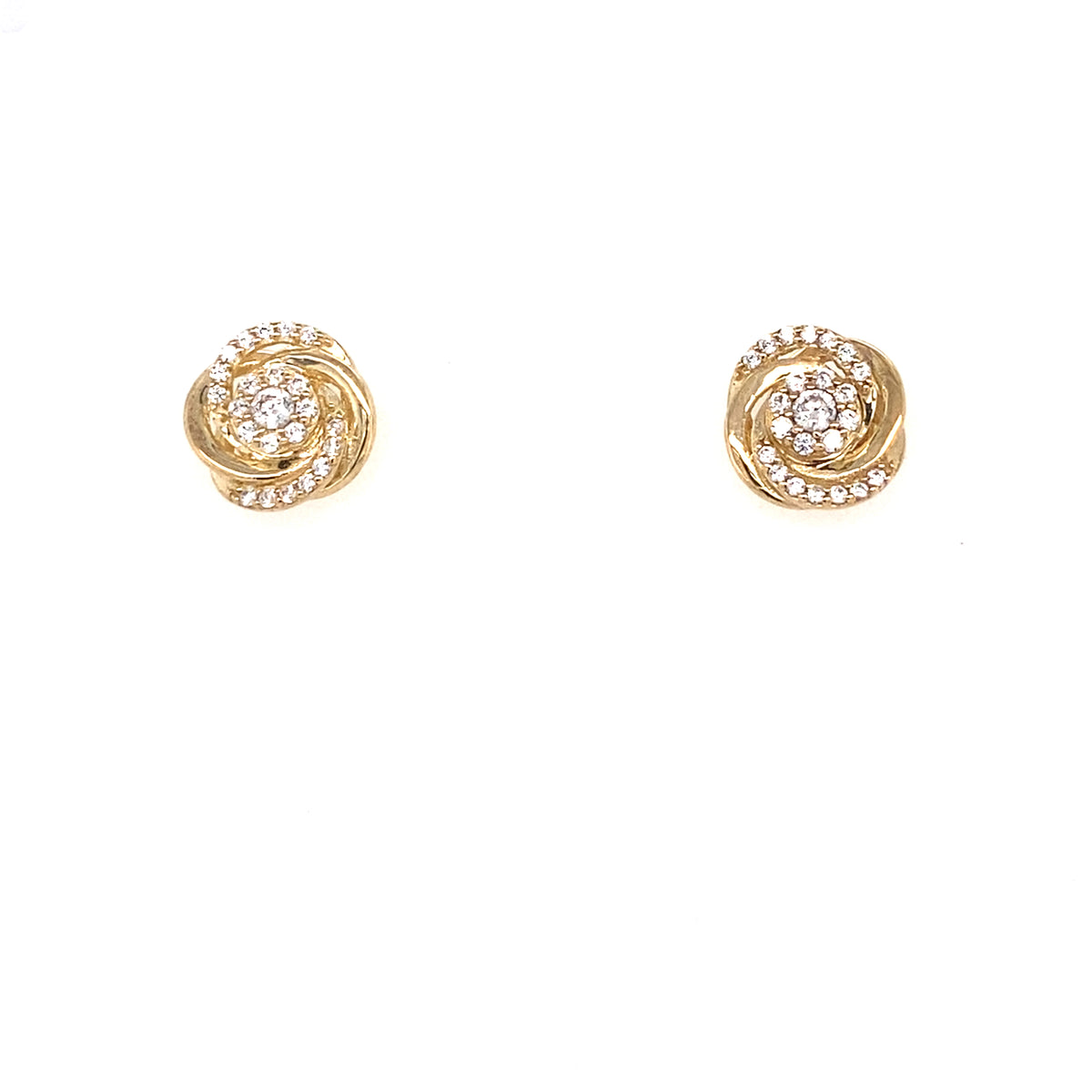 9kt Gold Stone Set Swirl Stud Earrings
