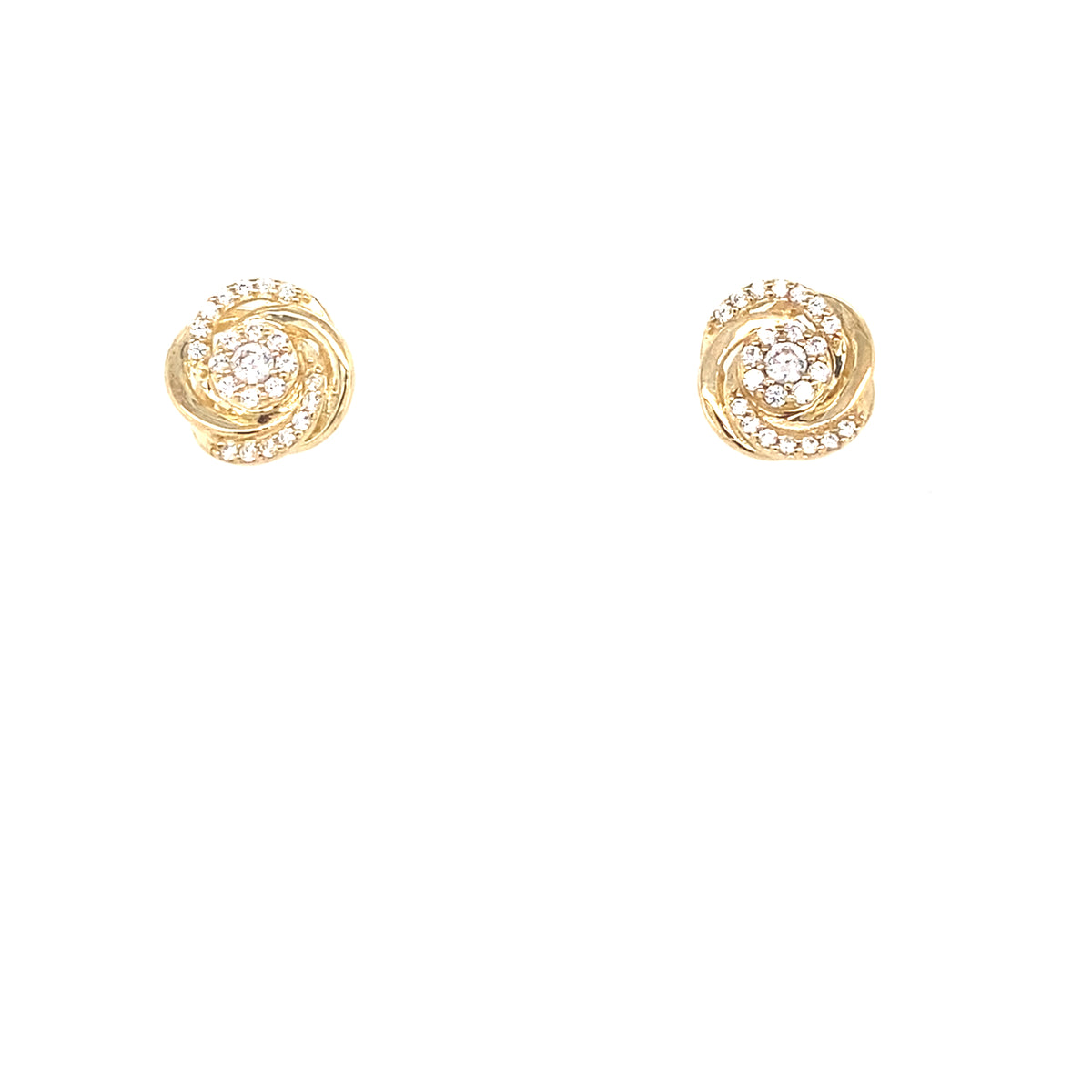 9kt Gold Stone Set Swirl Stud Earrings