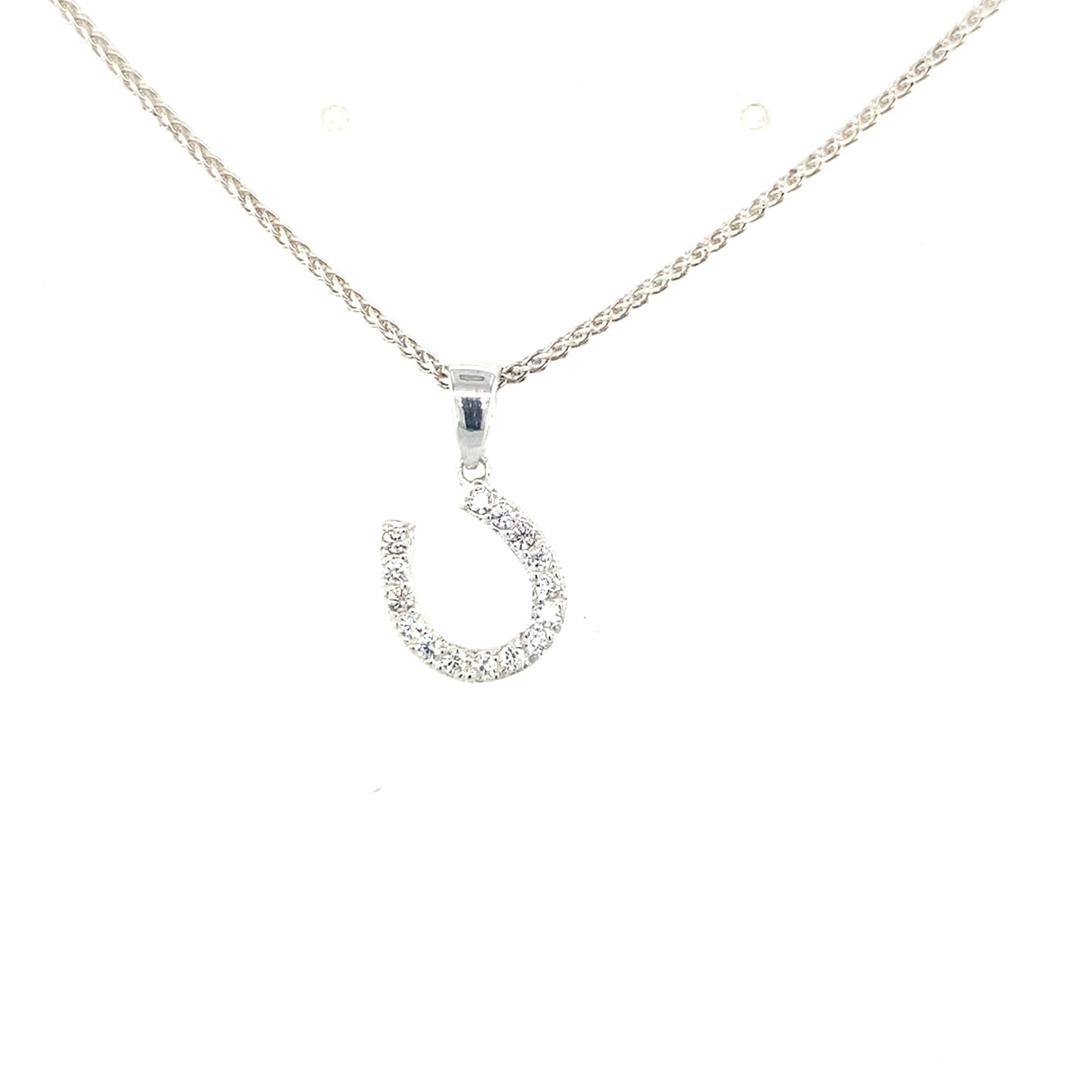 Sterling Silver Stone Set Horseshoe Pendant