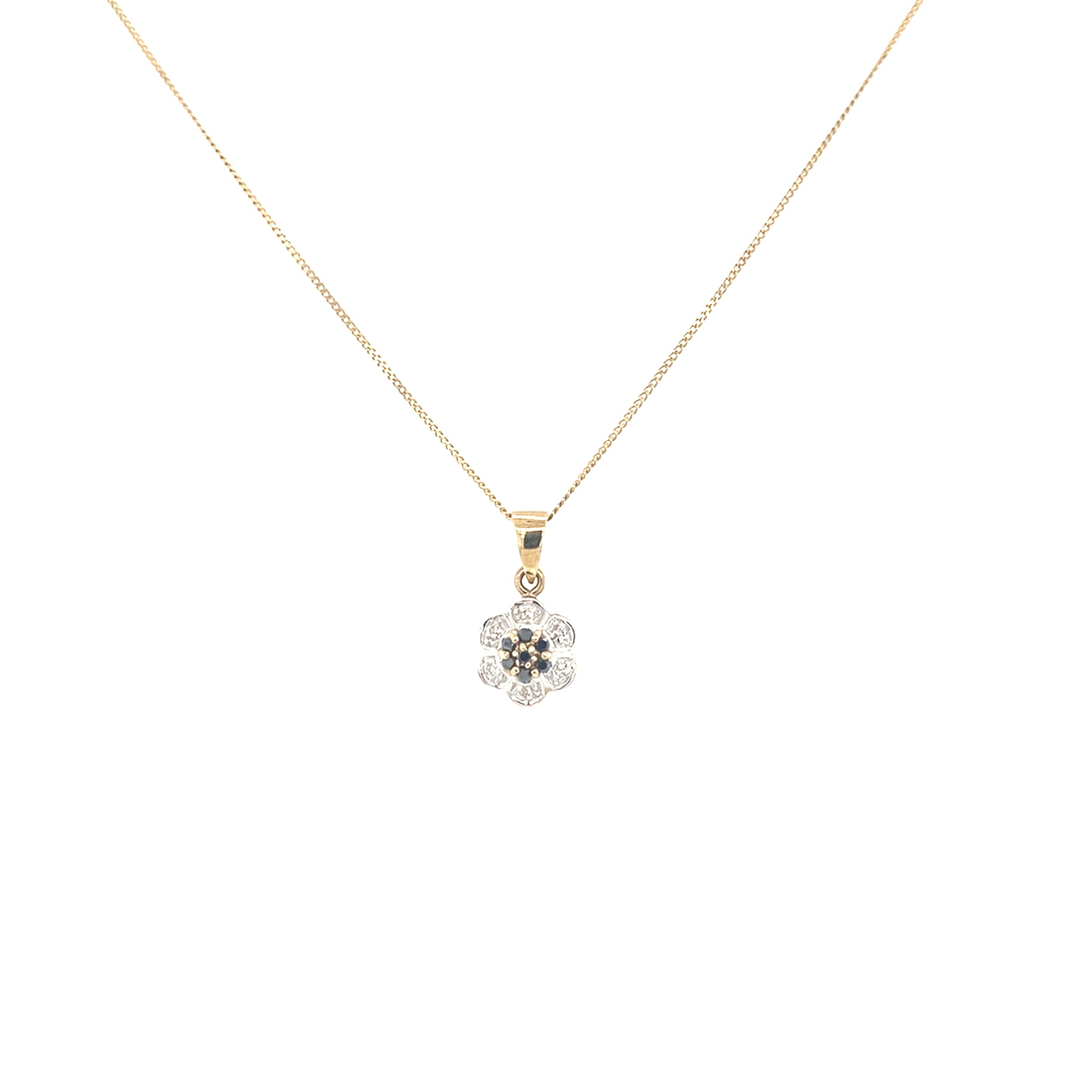 9kt Gold Sapphire &amp; Diamond Pendant