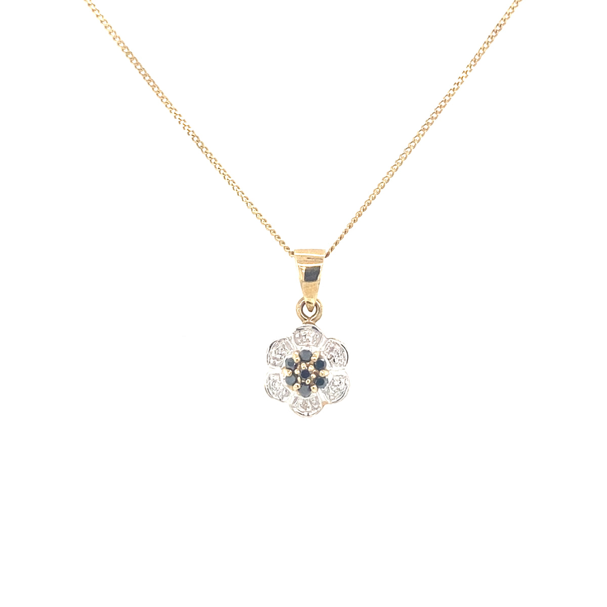 9kt Gold Sapphire &amp; Diamond Pendant