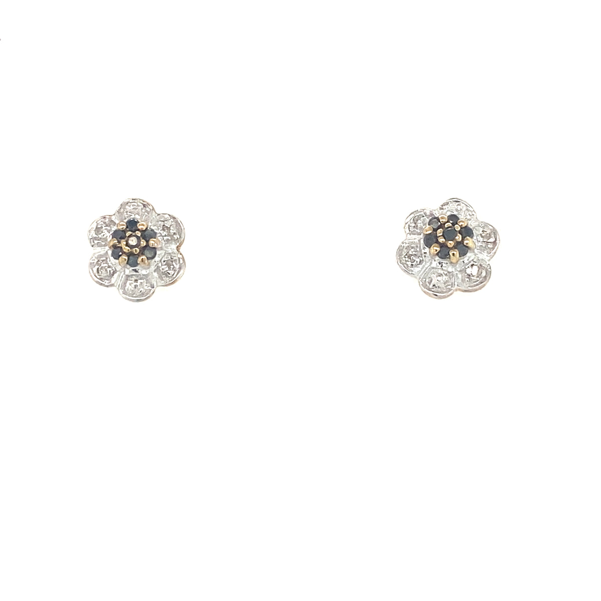 9kt Gold Sapphire &amp;Diamond Earrings