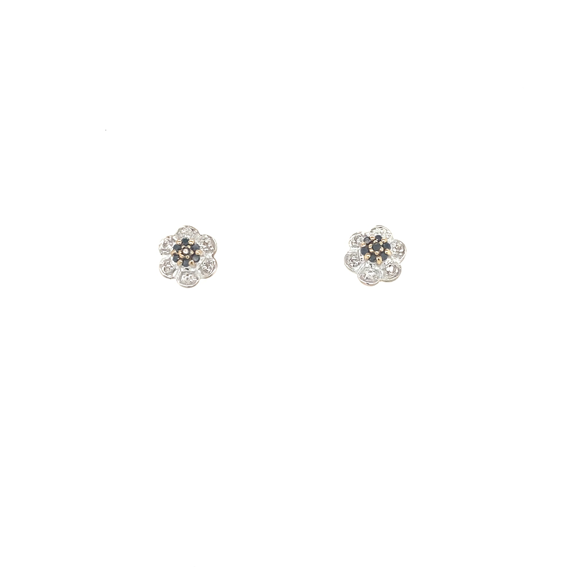 9kt Gold Sapphire &amp;Diamond Earrings