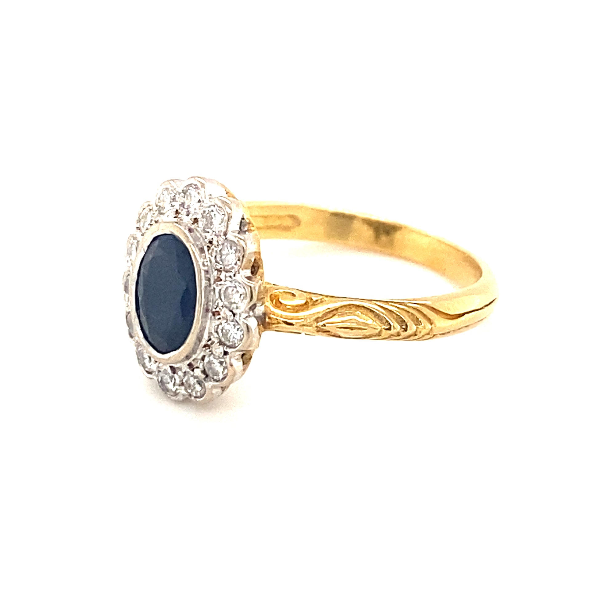 18kt Gold Diamond &amp; Sapphire Ring