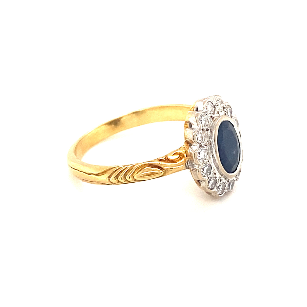 18kt Gold Diamond &amp; Sapphire Ring