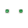 Sterling Silver Emerald Colour Square Cluster Earrings