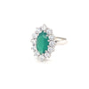 Sterling Silver Oval Cluster Ring with Emerald Coloured Stone
