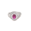 Sterling Silver Mini College Ring with Ruby Coloured Stone