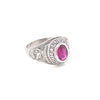 Sterling Silver Mini College Ring with Ruby Coloured Stone