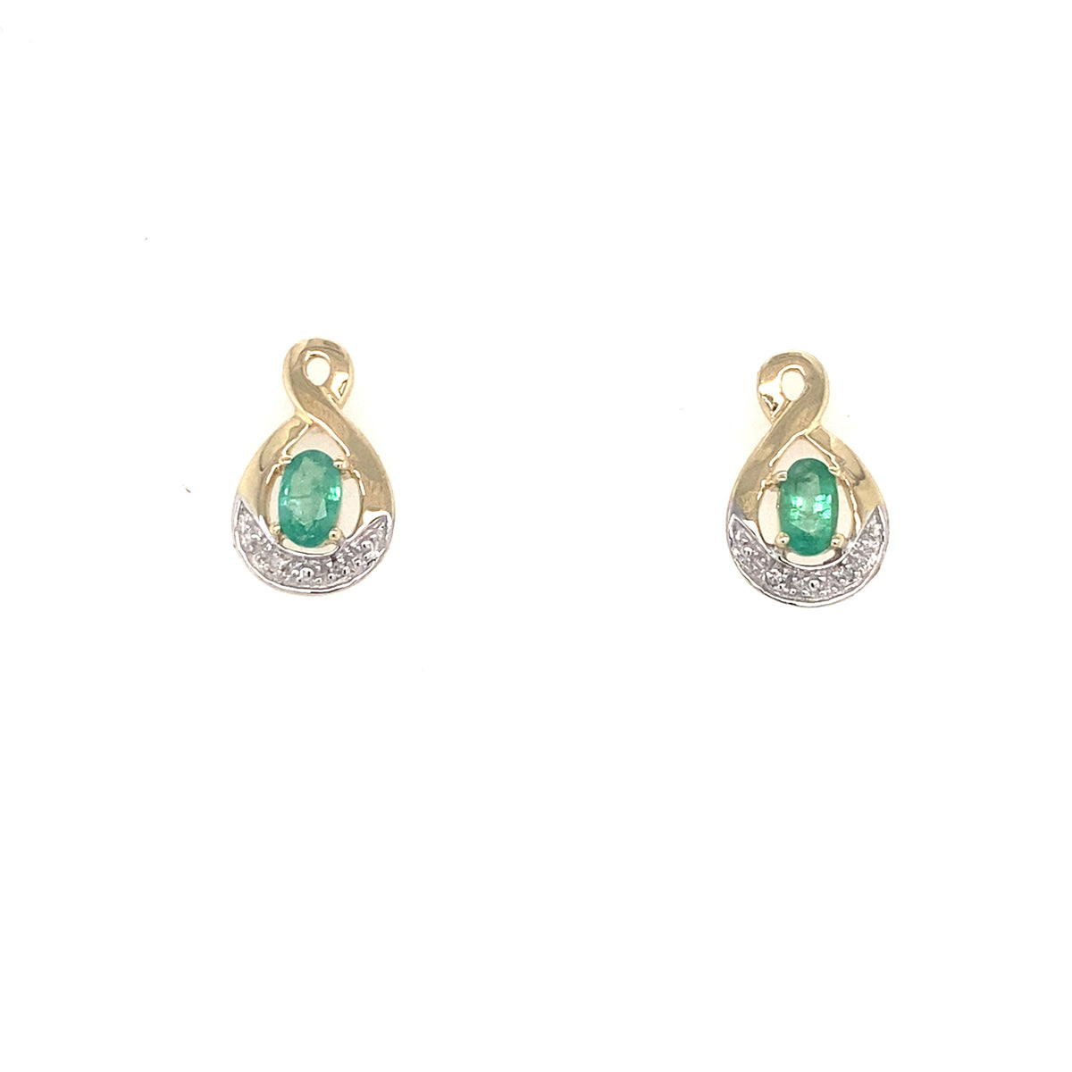 9kt Gold Emerald &amp; Diamond Earrings