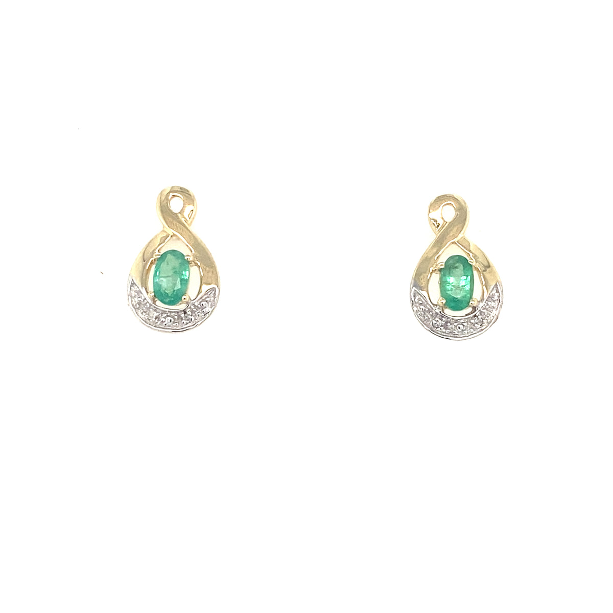 9kt Gold Emerald &amp; Diamond Earrings