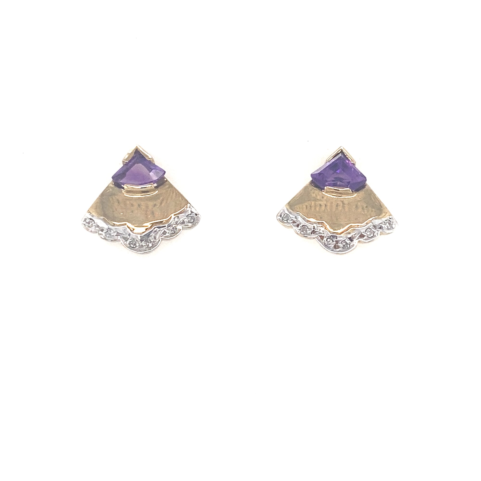 9kt Gold Amethyst and Diamond Earrings