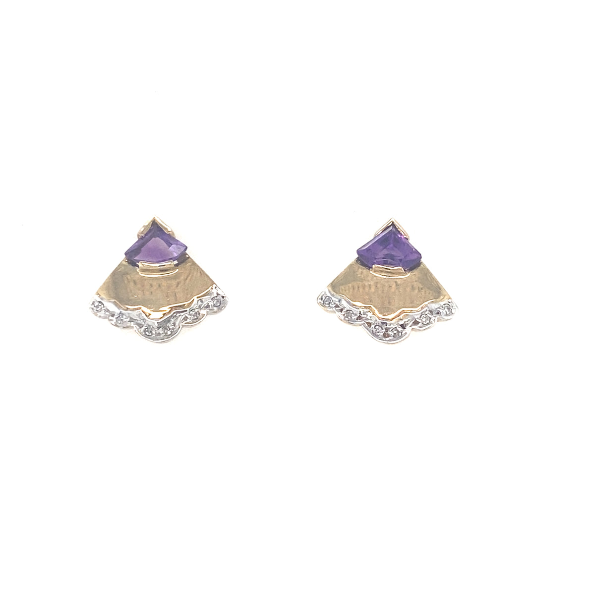 9kt Gold Amethyst and Diamond Earrings