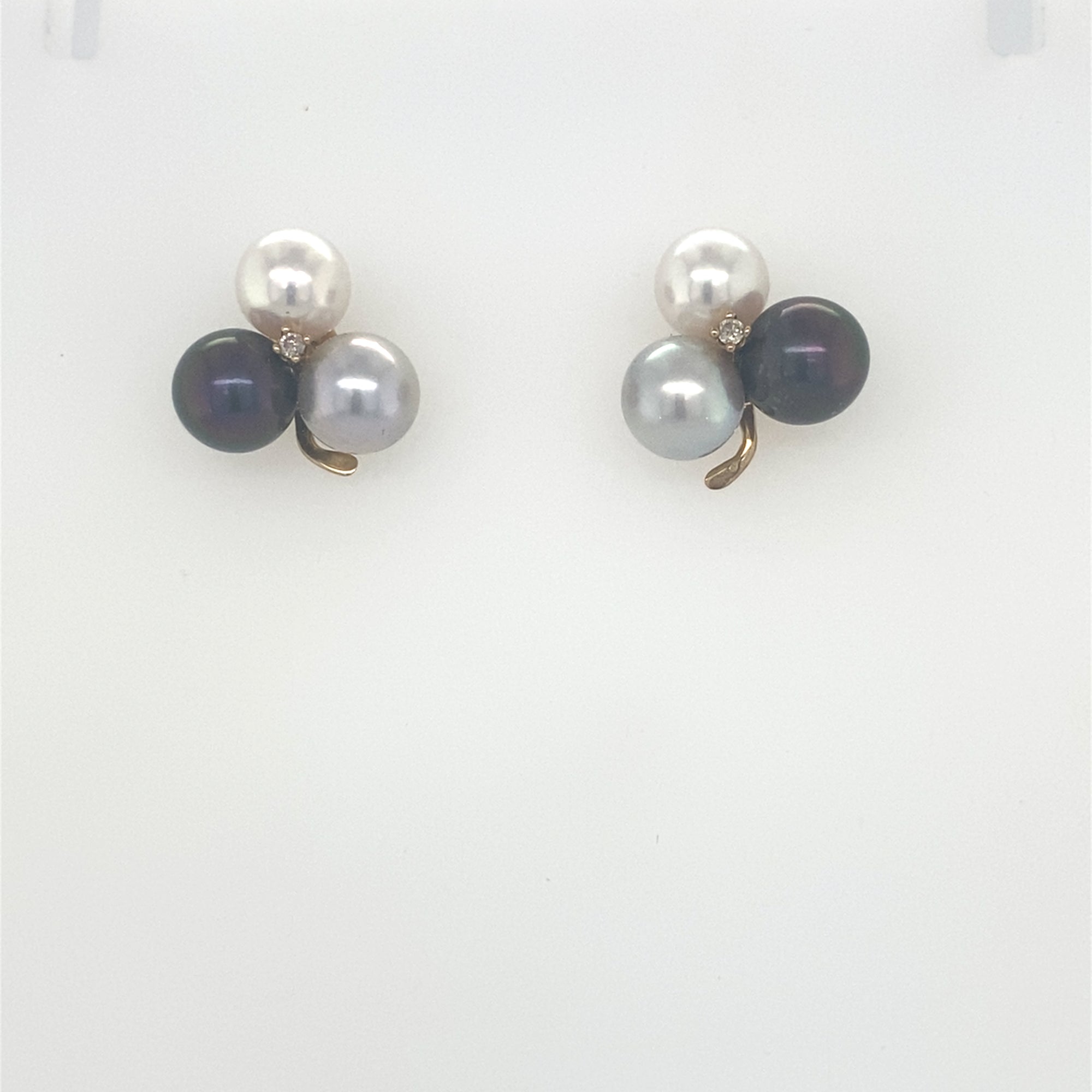 9kt Gold Trilogy of Pearls with Diamonds