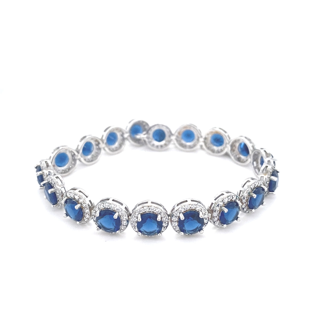 Sterling Silver Bracelet with Blue Stones