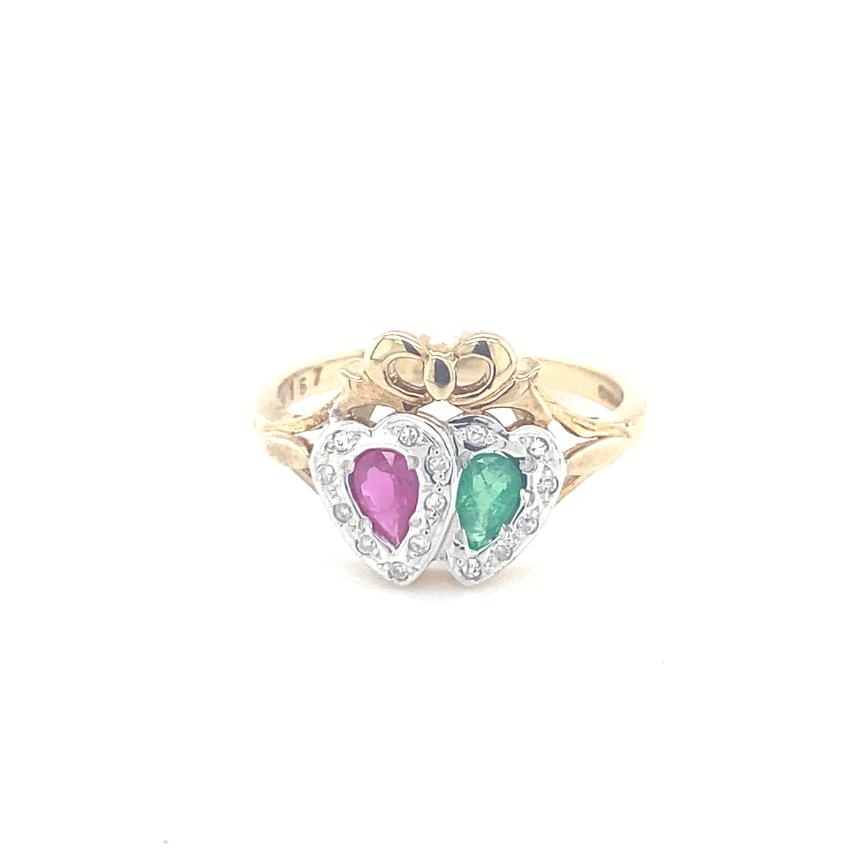 9kt Gold Ruby, Emerald &amp; Diamond Ring