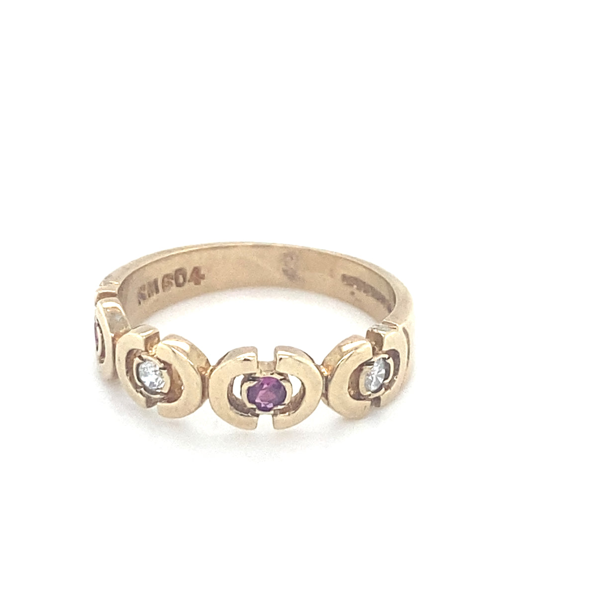 9kt Gold Ring with Diamond &amp; Ruby Stones