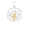 Sterling Silver Pendant with a Gold Coloured Claddagh in the Centre