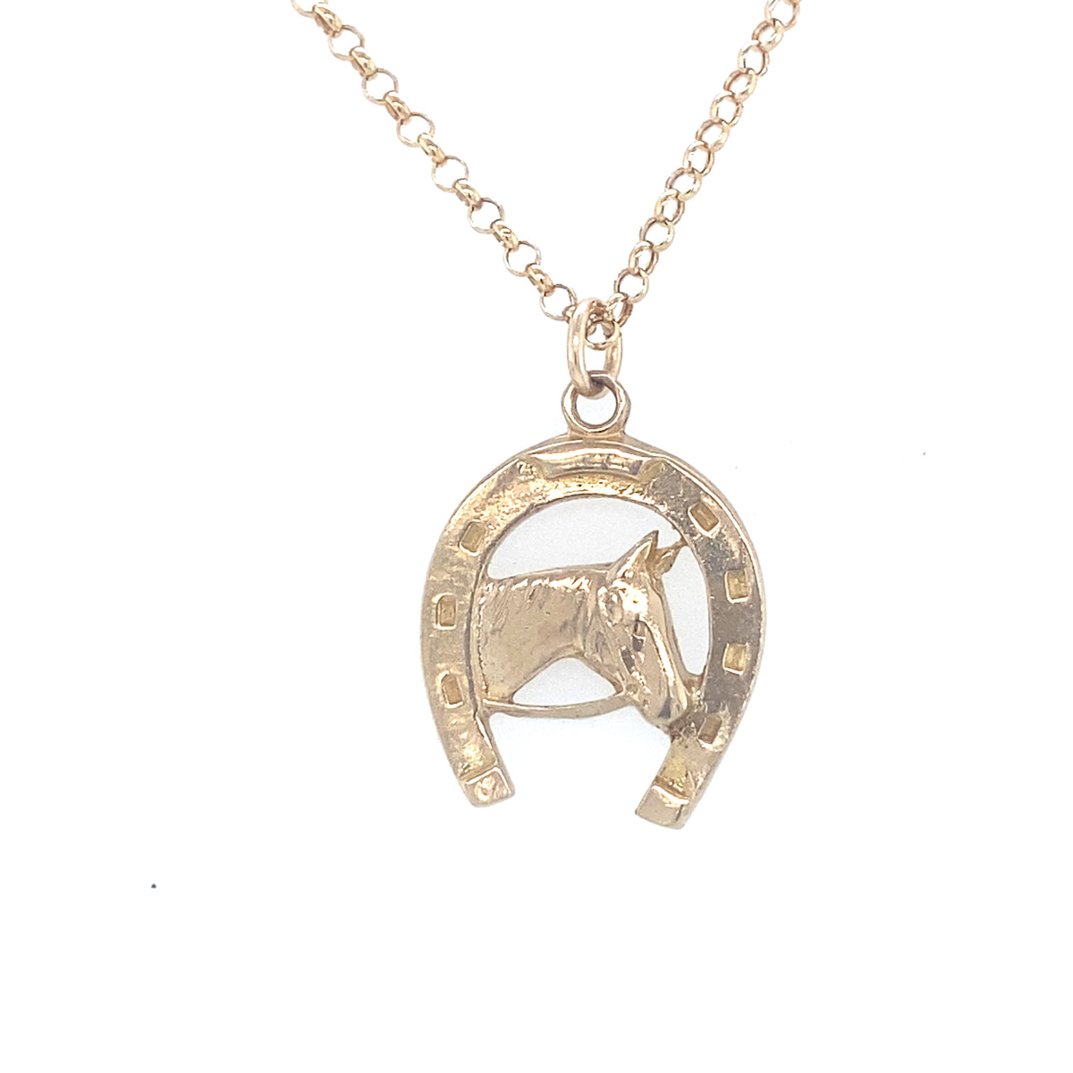 9kt Gold Horse and Horseshoe Pendant