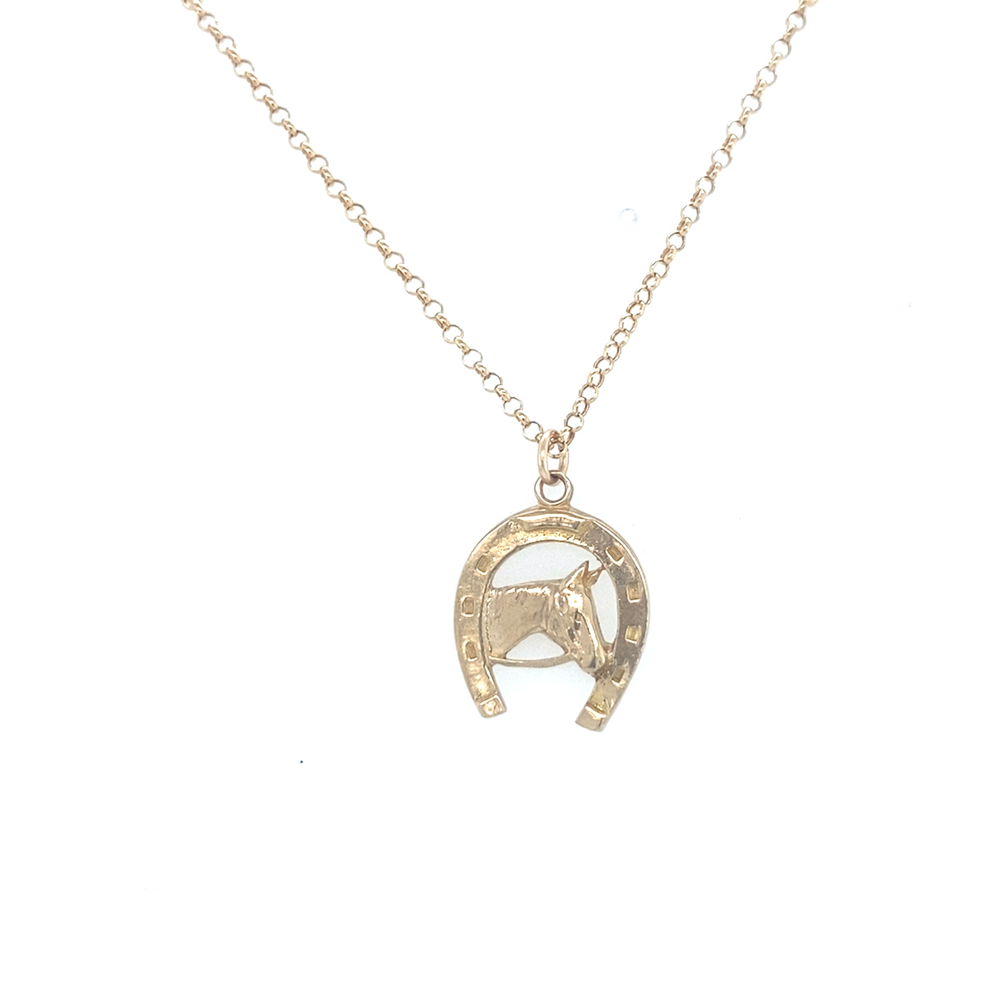 9kt Gold Horse and Horseshoe Pendant