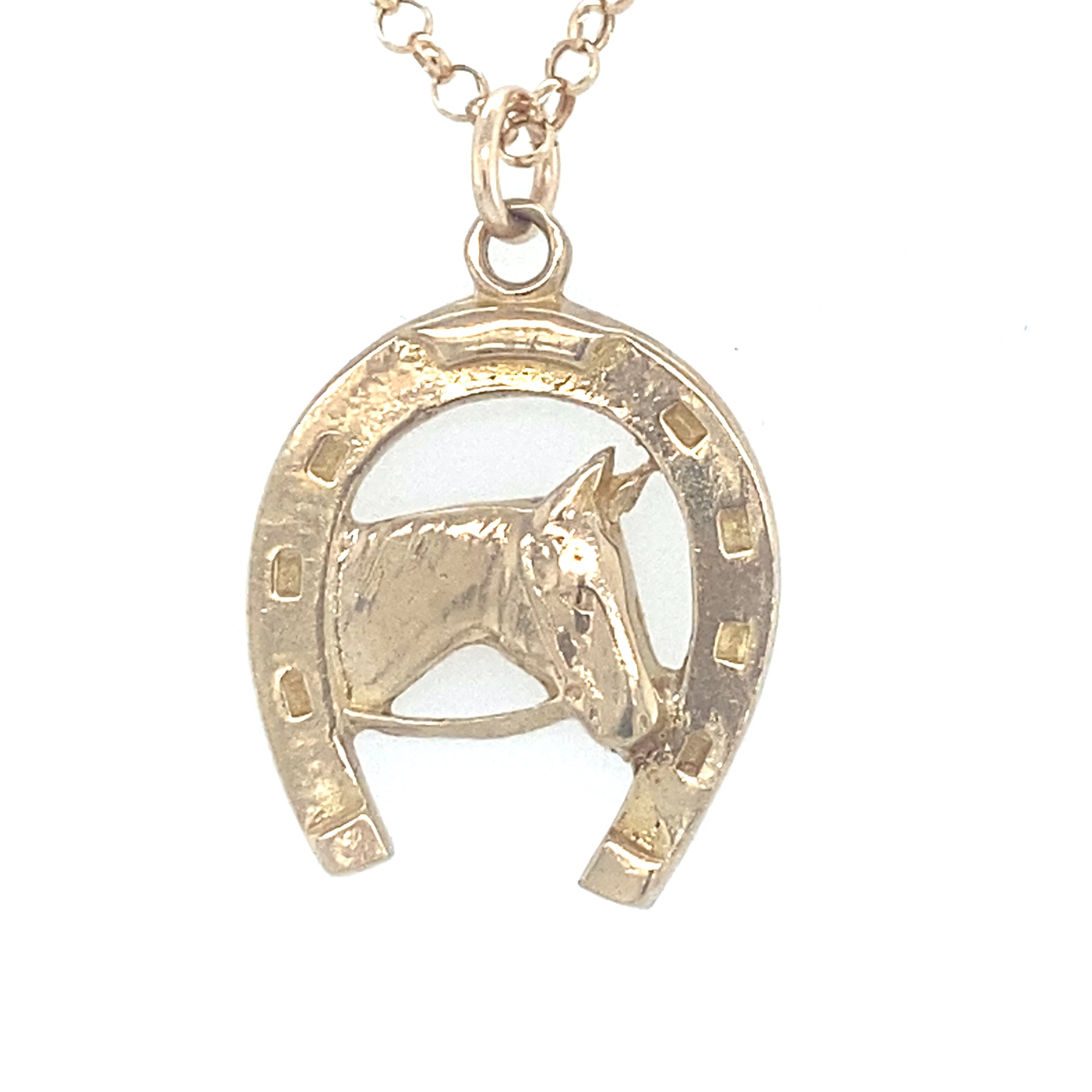 9kt Gold Horse and Horseshoe Pendant