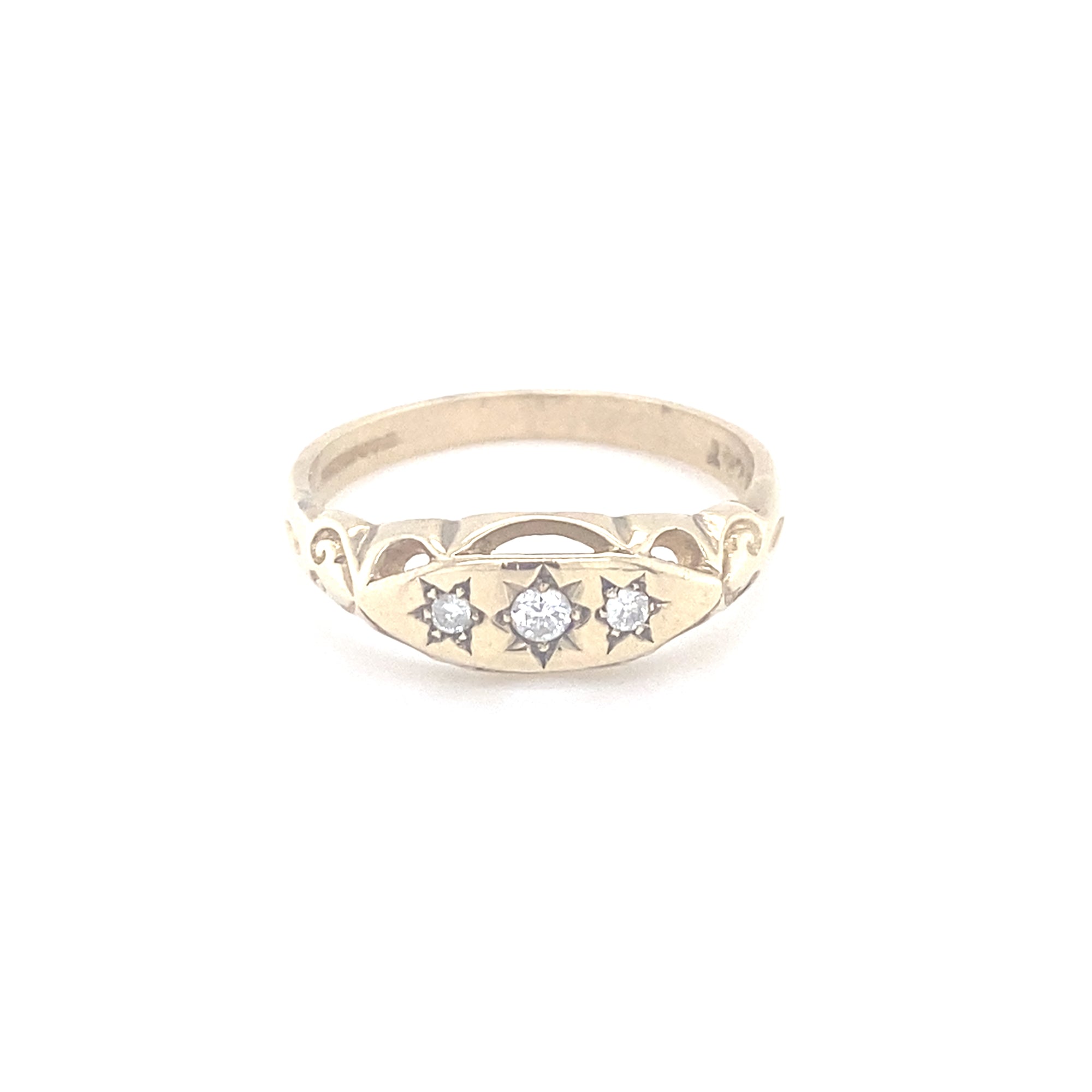 9kt Gold Three Stone Diamond Ring