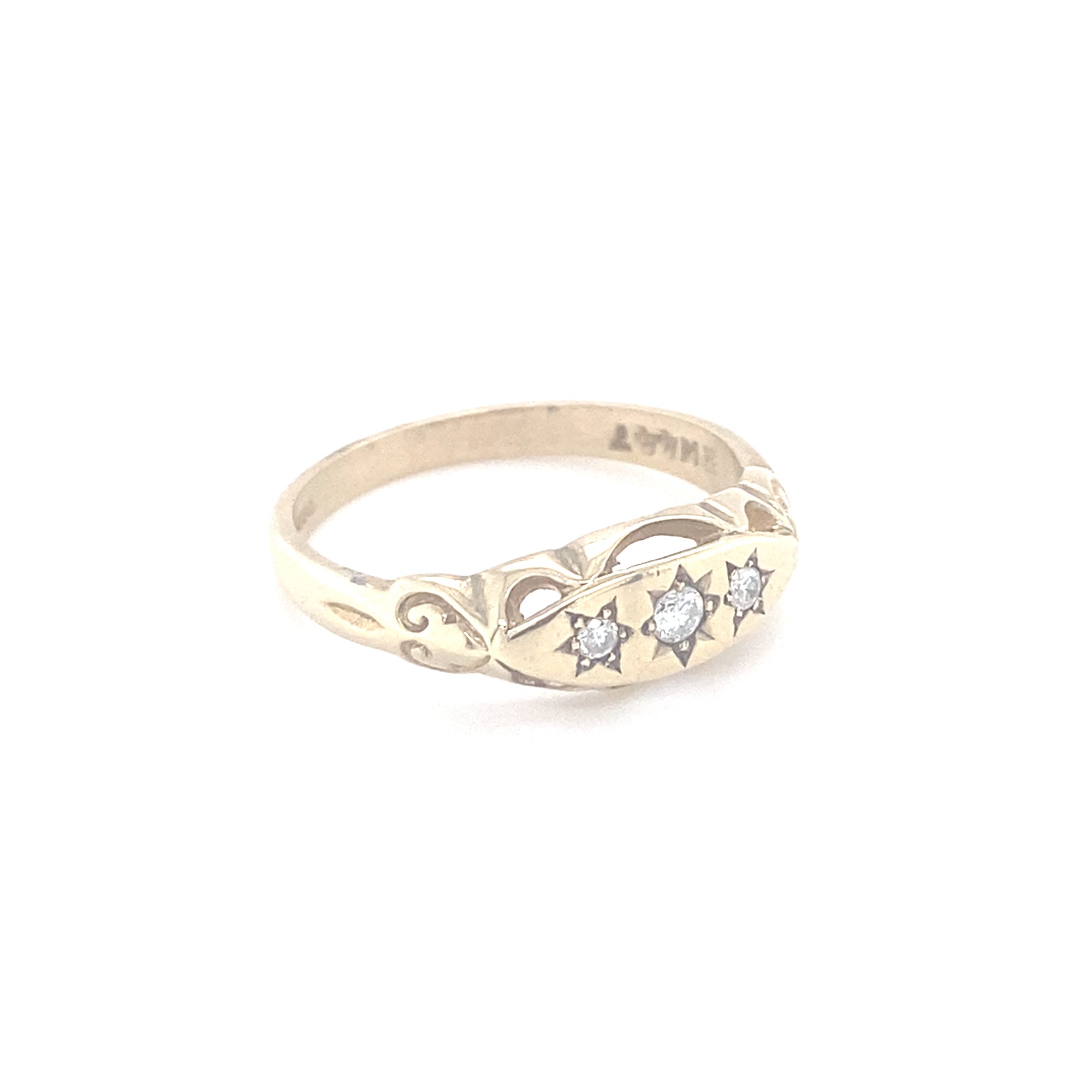 9kt Gold Three Stone Diamond Ring