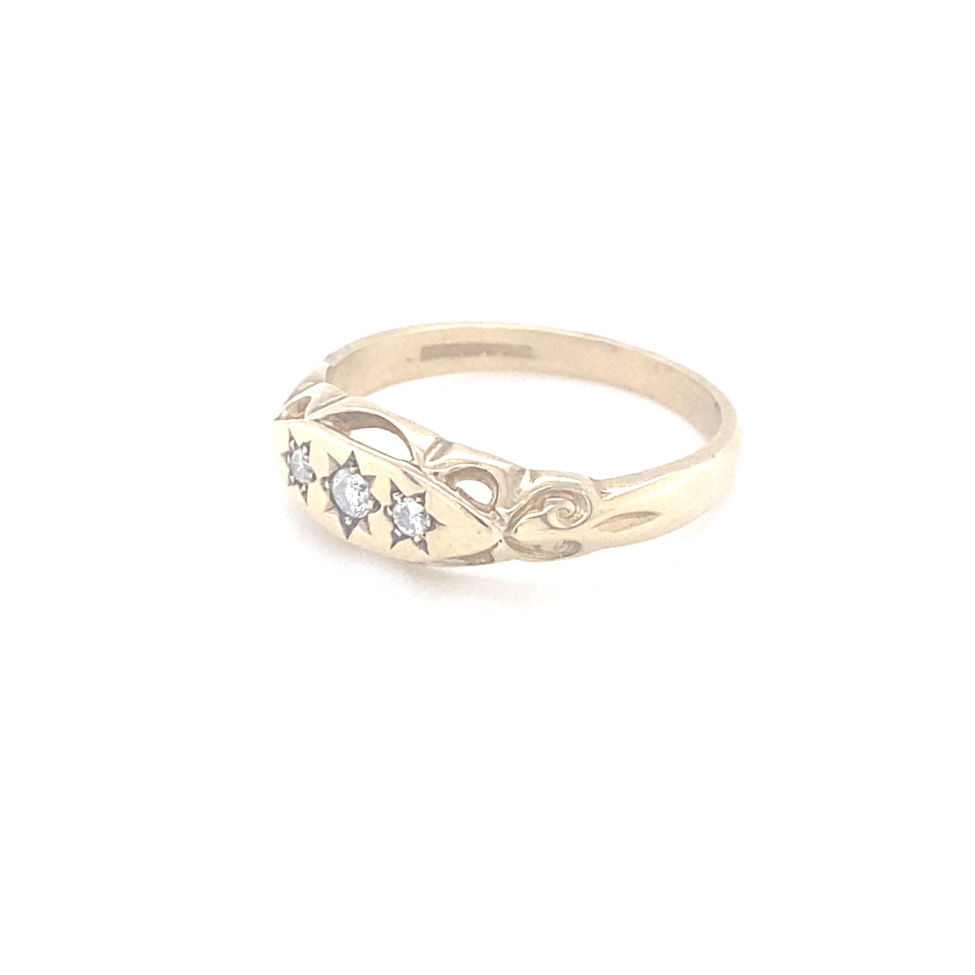 9kt Gold Three Stone Diamond Ring