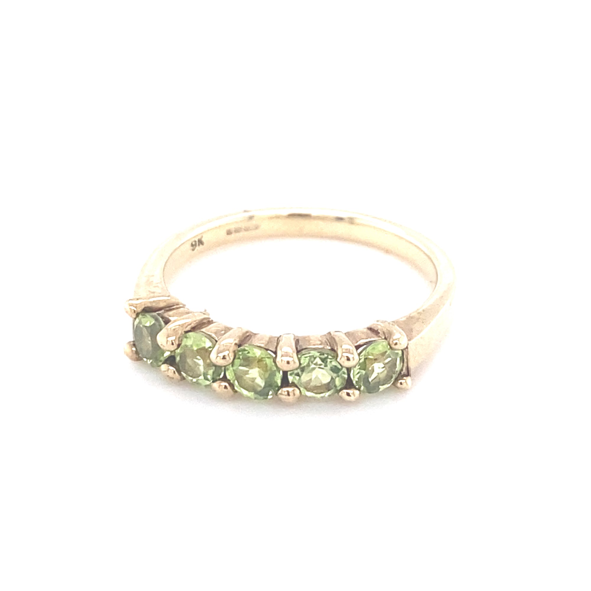 9kt Gold Ring with Peridot Coloured Stones