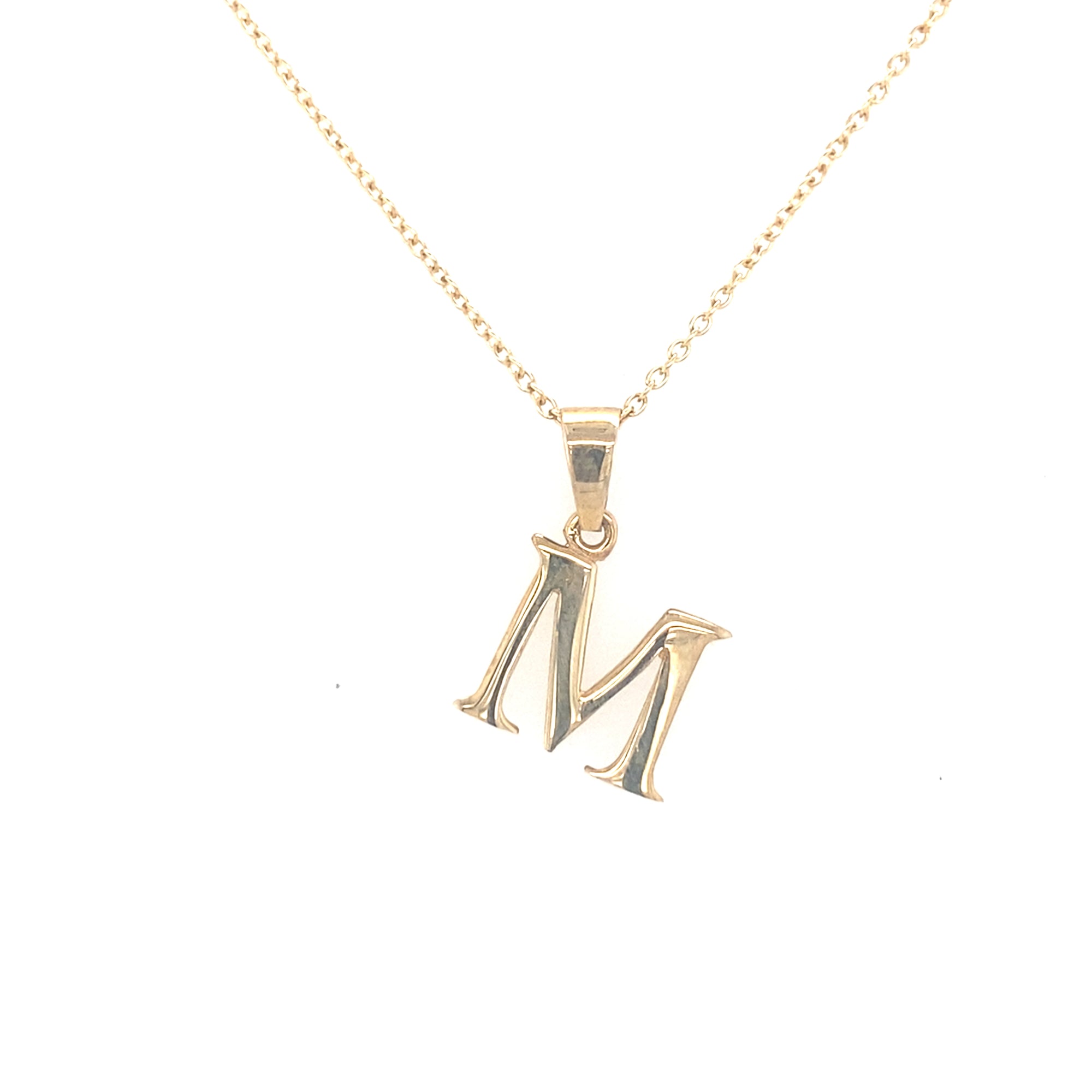 9kt Gold &#39;M&#39; Pendant