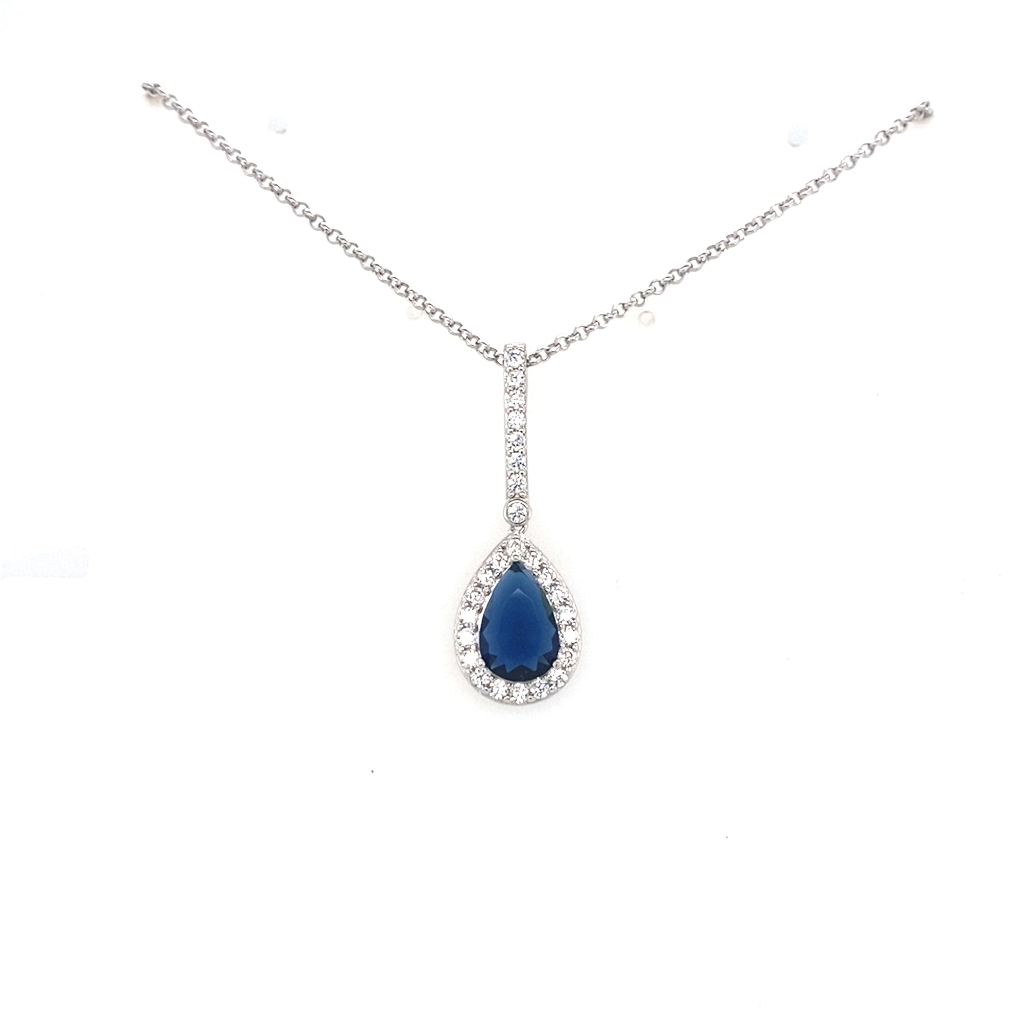 Sterling Silver Sapphire Drop Pendant