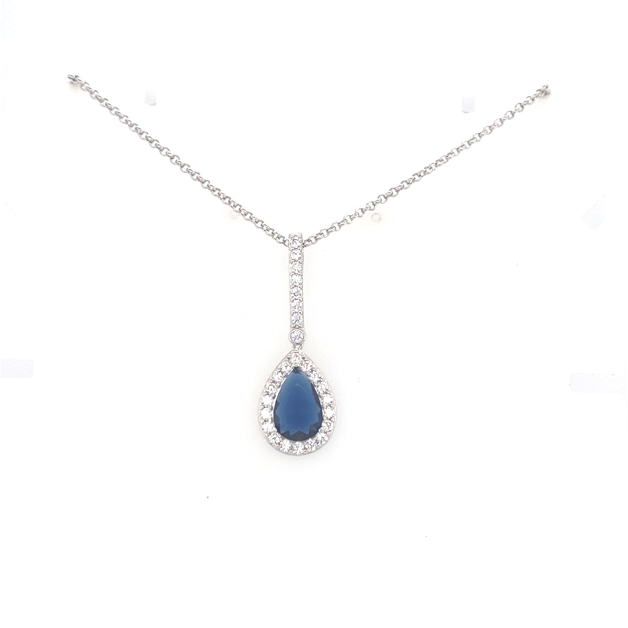 Sterling Silver Sapphire Drop Pendant