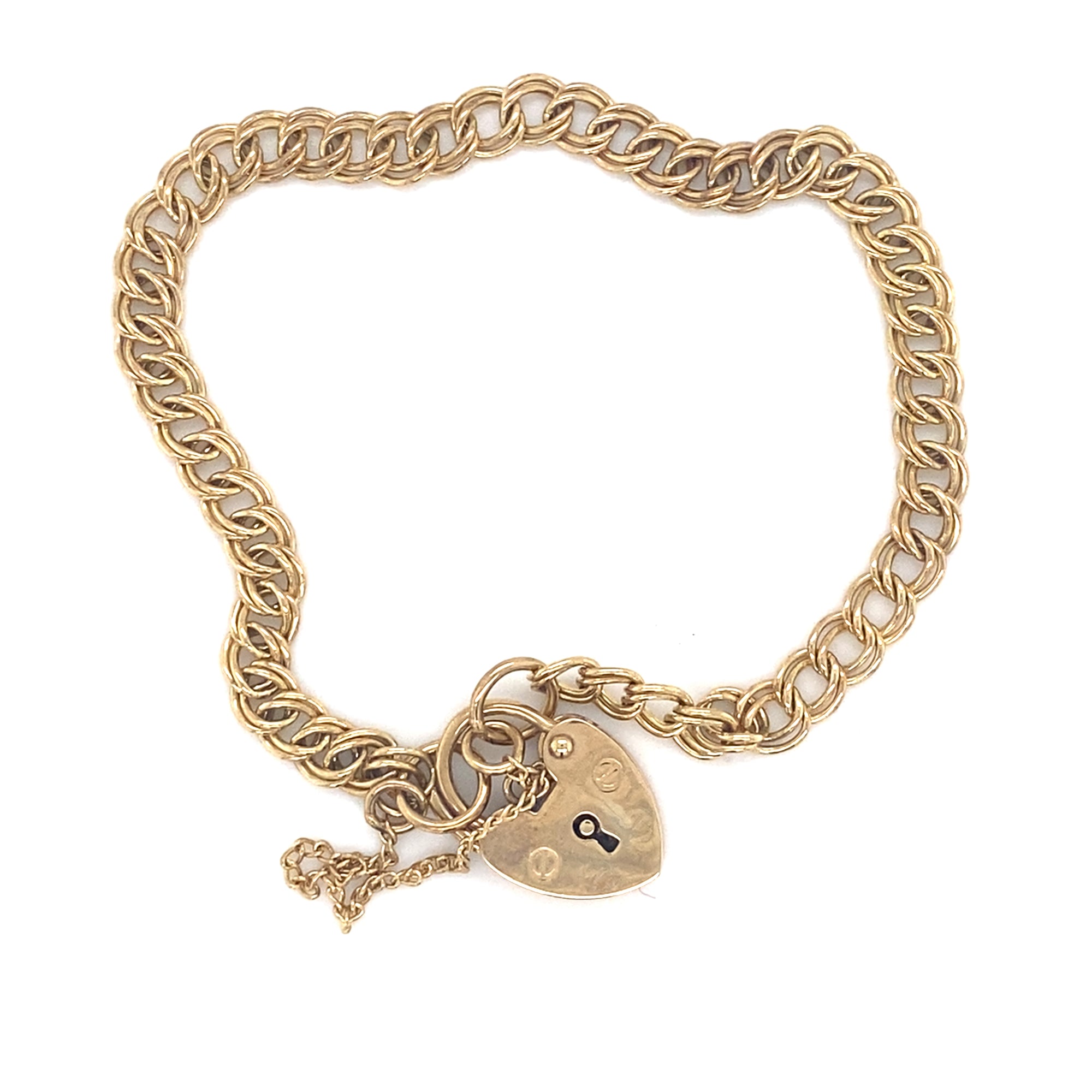 9kt Gold Double Curb Bracelet with padlock