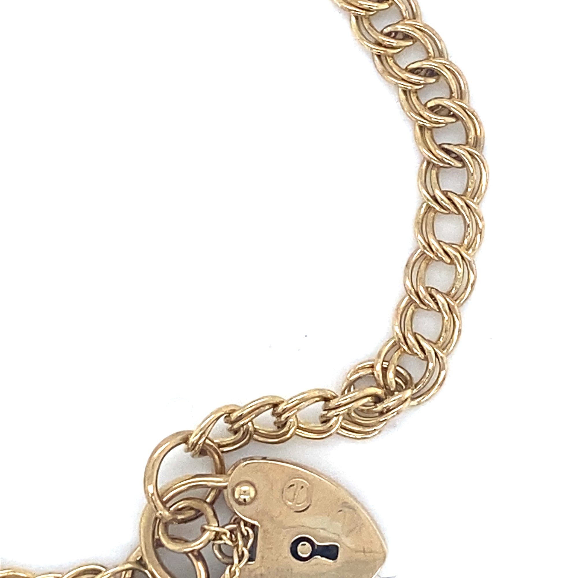 9kt Gold Double Curb Bracelet with padlock