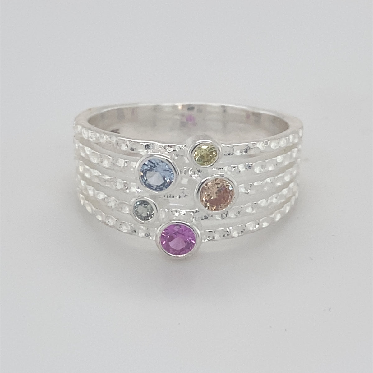 Sterling Silver Coloured Stone Ring