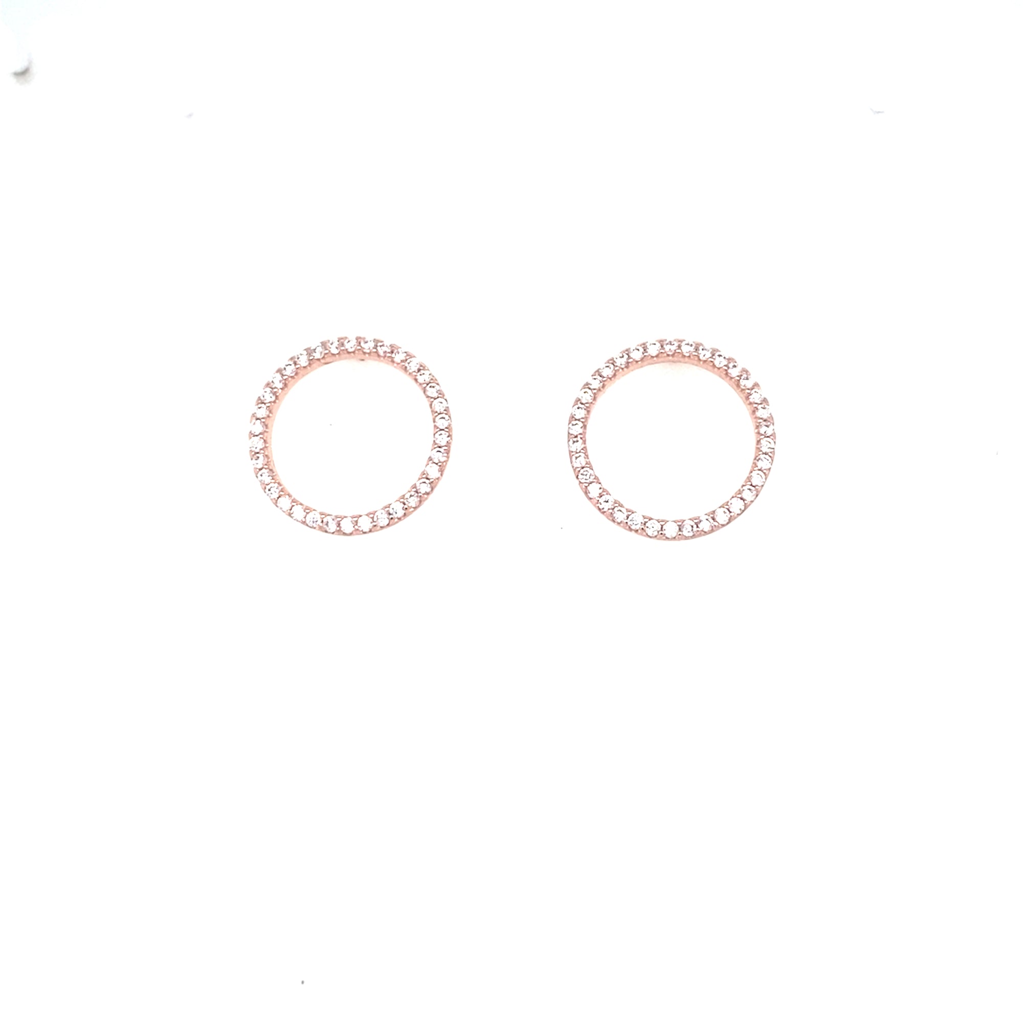Rose Gold Colour Stoneset Circle Earrings