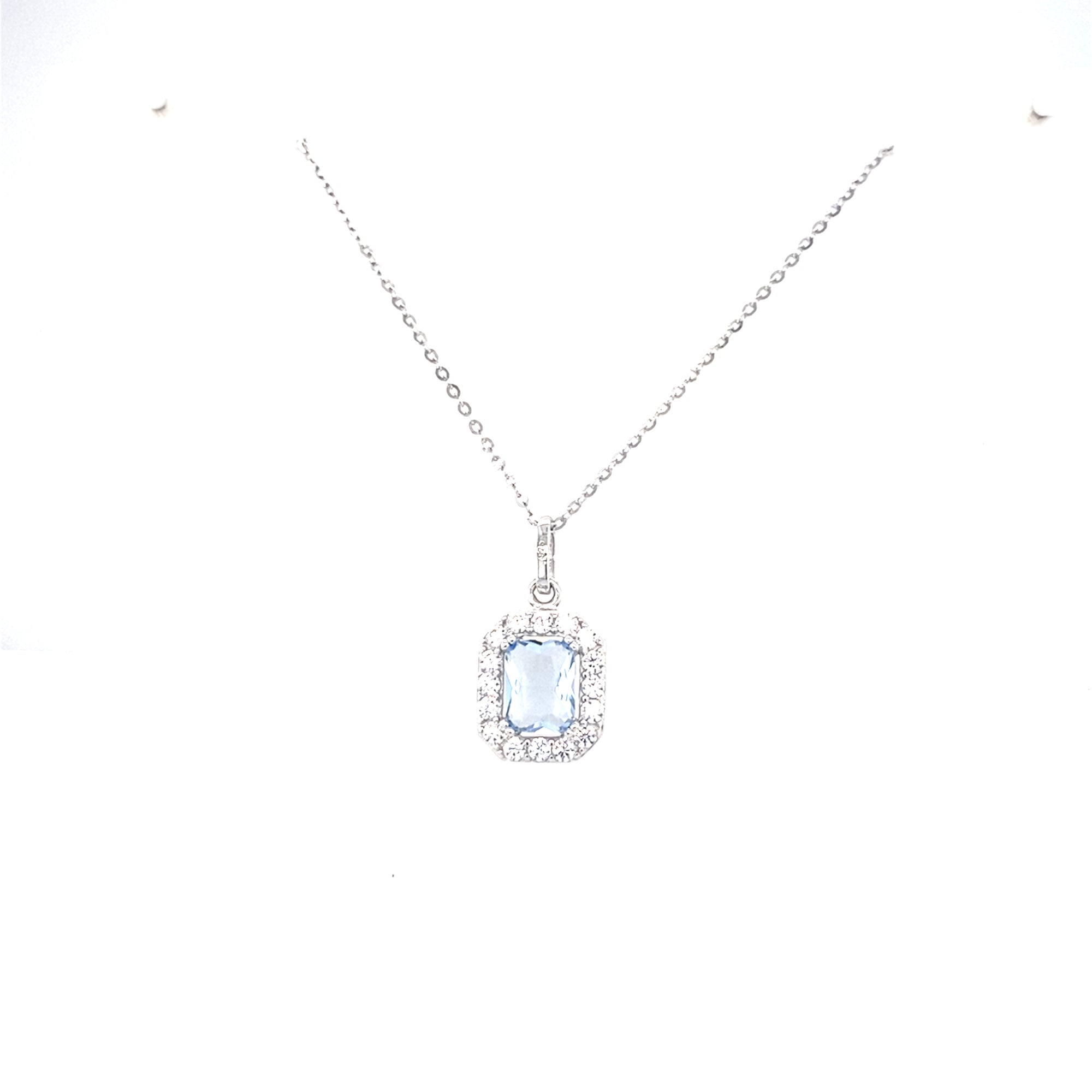 Sterling Silver Aquamarine Coloured Pendant