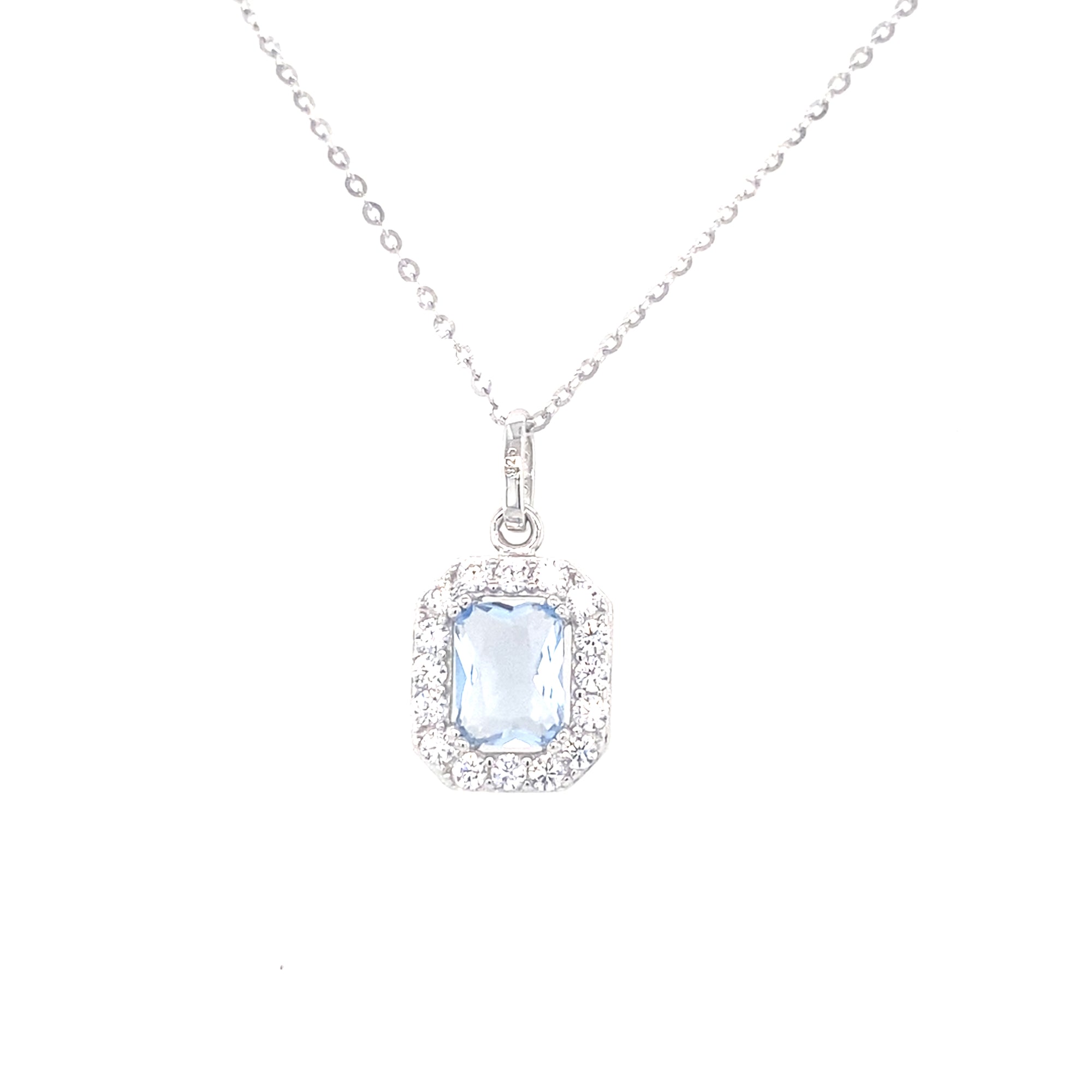 Sterling Silver Aquamarine Coloured Pendant