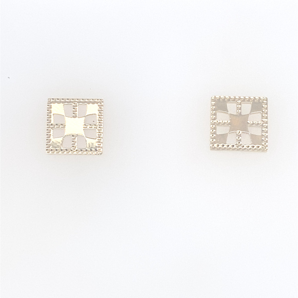 9kt Gold Square Detailed Earrings