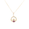 9kt Gold Claddagh Pendant with Red Stone