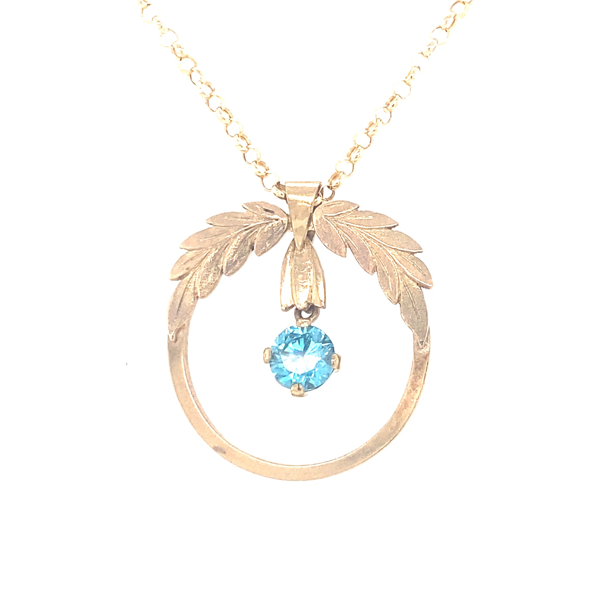 9kt Gold Blue Zircon Pendant