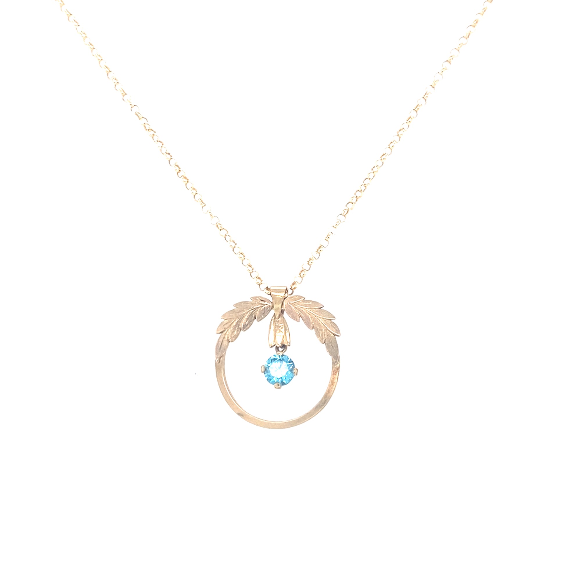 9kt Gold Blue Zircon Pendant
