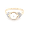 9kt Gold Pearl Ring with Diamonds