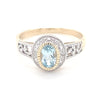 9kt Gold Ring with Aquamarine Coloured Stone