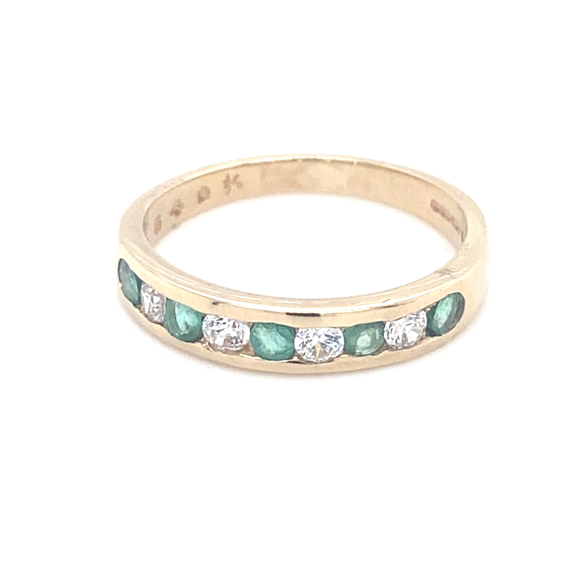 9kt Gold Green &amp; Clear Stone Ring