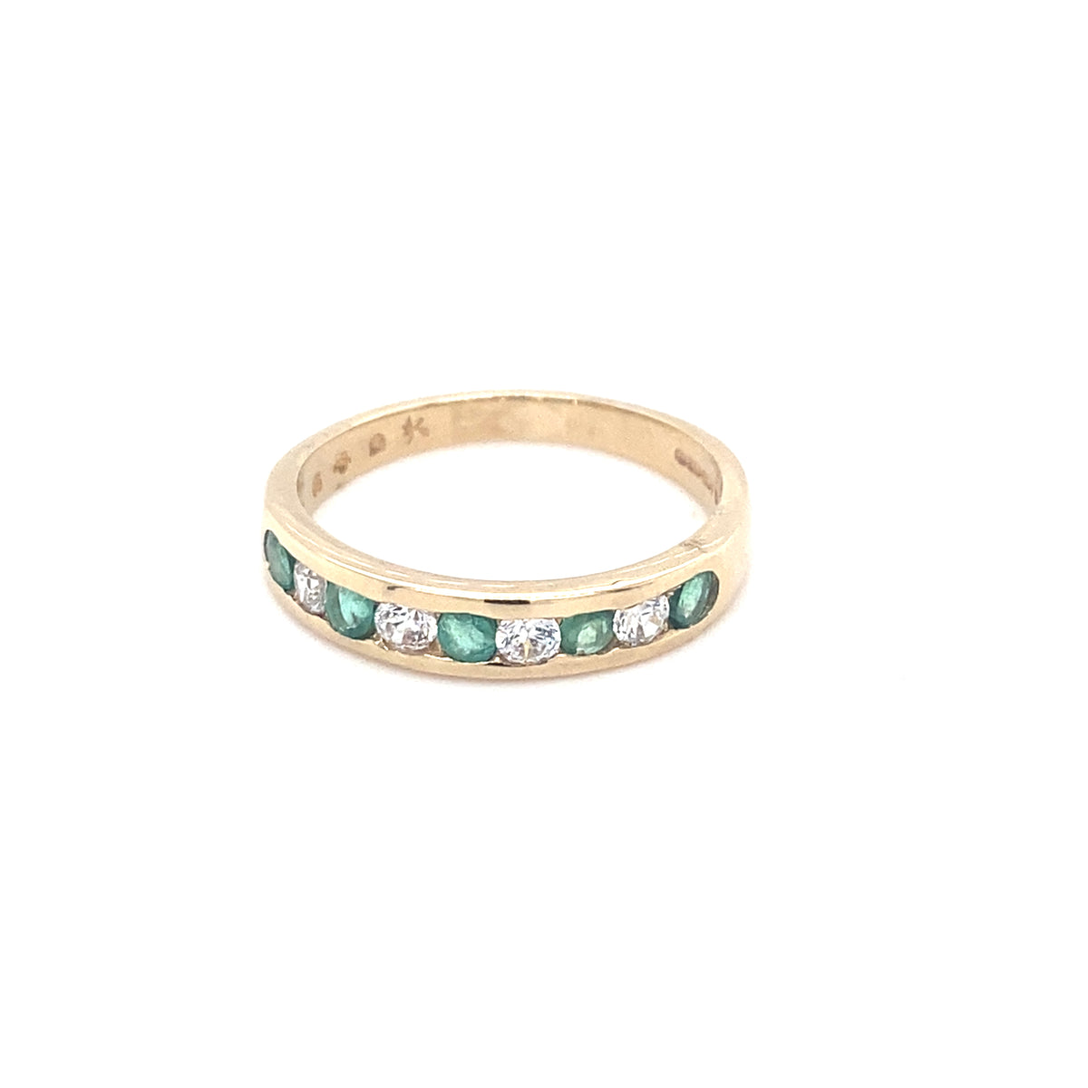 9kt Gold Green &amp; Clear Stone Ring