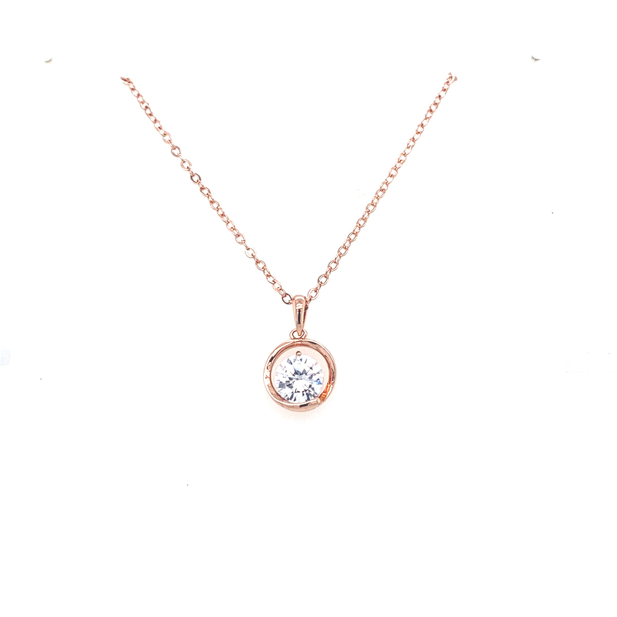 Rose Gold Colour Clear Stone Pendant