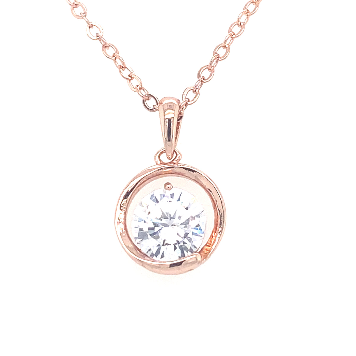 Rose Gold Colour Clear Stone Pendant