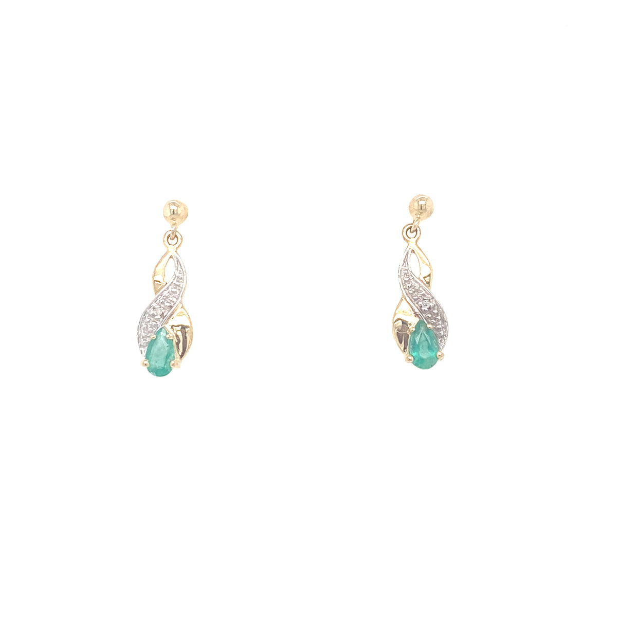 9kt Gold Emerald &amp; Diamond Earrings